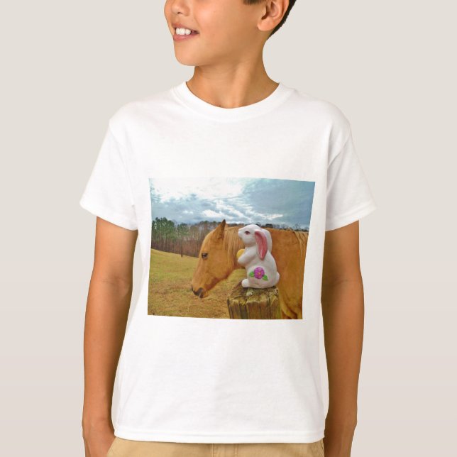 Camiseta Caballo amarillo, conejo de primavera (Anverso)
