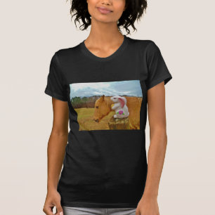 Camiseta Caballo amarillo, conejo de primavera
