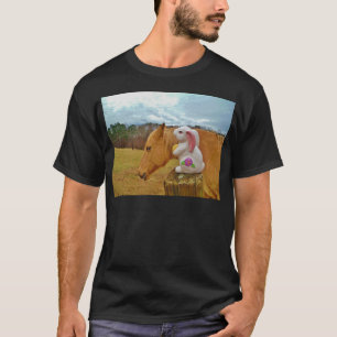 Camiseta Caballo amarillo, conejo de primavera