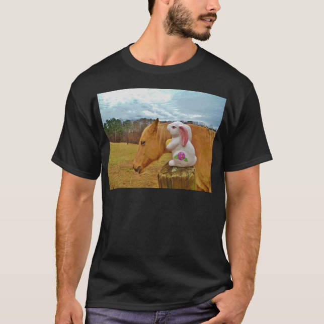 Camiseta Caballo amarillo, conejo de primavera (Anverso)