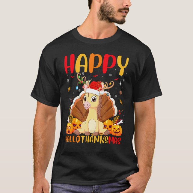 Camiseta Caballo Animal  Caballo Feliz Hellothanksmas (Anverso)