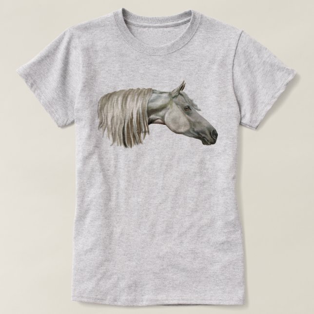 Camiseta Caballo Árabe Gris Equino (Diseño del anverso)