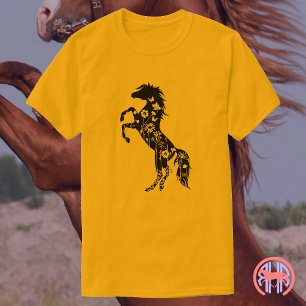 Camiseta Caballo Árabe Negro Floral