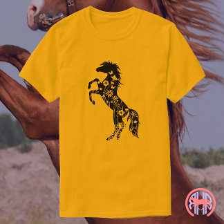 Camiseta Caballo Árabe Negro Floral