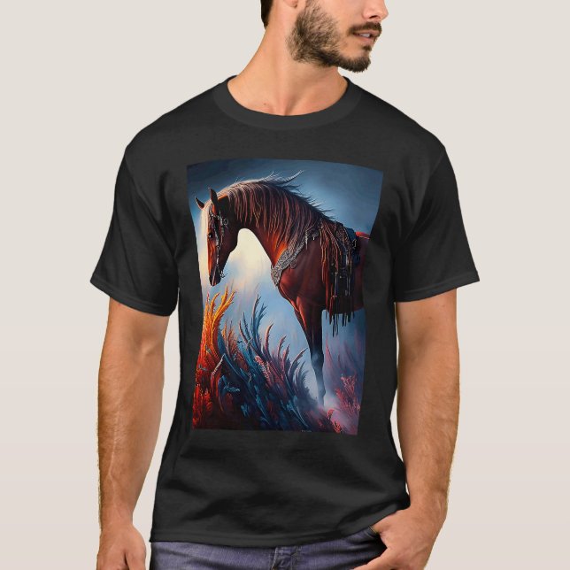 Camiseta Caballo Árabe Prismático Elegante Digital (Anverso)