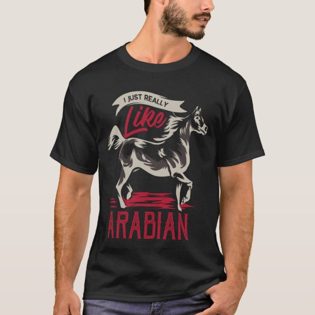 Camiseta Caballo Árabe Raza Ecuestre Yegua Árabe Potro Larg (Anverso)