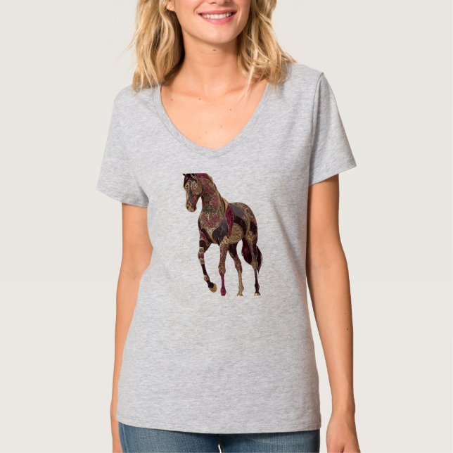 Camiseta Caballo árabe real ornamentado (Anverso)