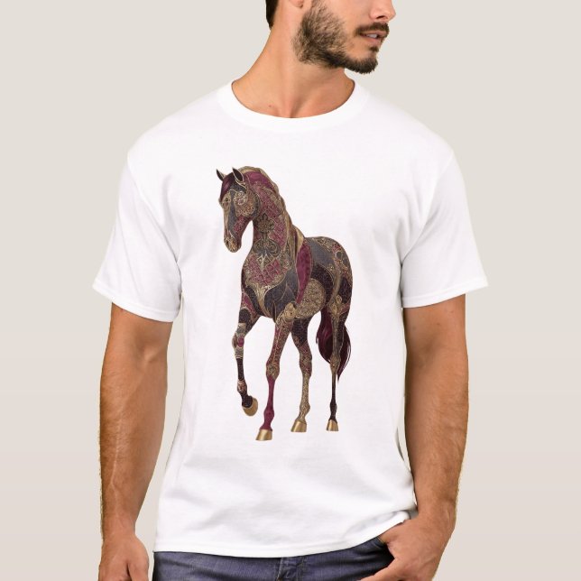 Camiseta Caballo árabe real ornamentado (Anverso)