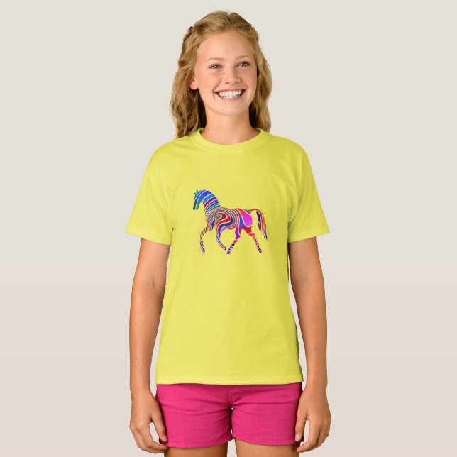 Camiseta Caballo arco iris en colores psicodélicos (Anverso completo)