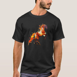 Camiseta Caballo ardiendo parado Cool para chicas guapas de