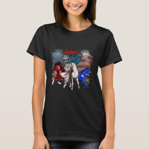 Camiseta Caballo azul blanco rojo 4 de julio Bandera de Est
