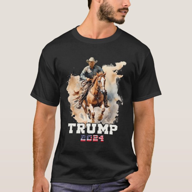 Camiseta Caballo Bandera Americana Vaquero 1 (Anverso)