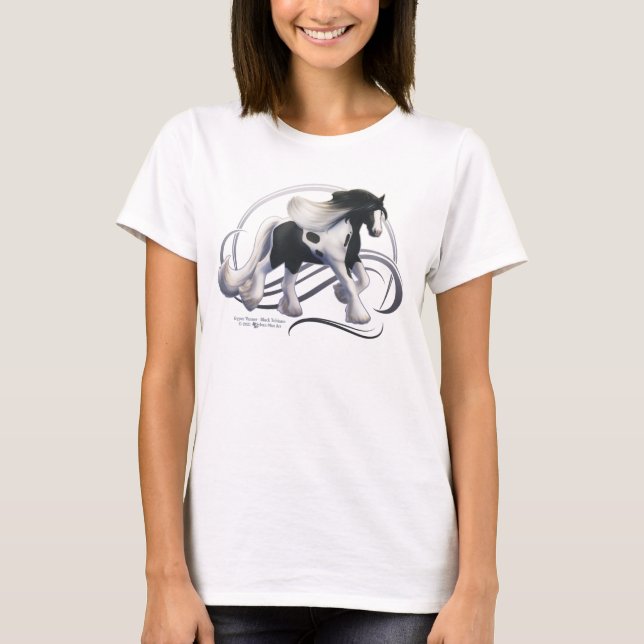 Camiseta Caballo Black Tobiano Gypsy Vanner (Anverso)
