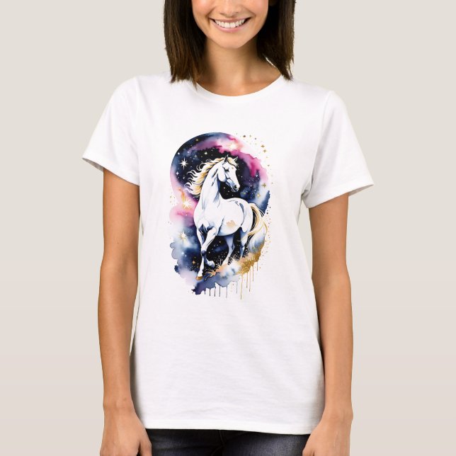 Camiseta Caballo blanco cósmico (Anverso)