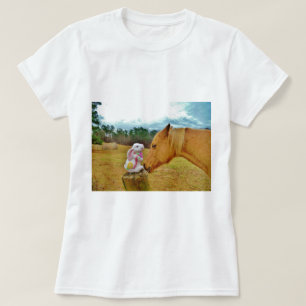 Camiseta Caballo blanco del conejo y del amarillo