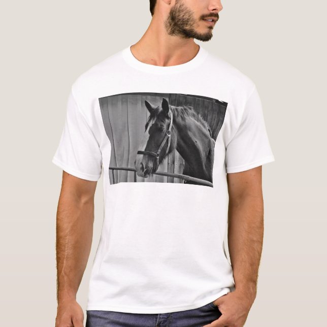 Camiseta Caballo blanco negro - Arte fotográfico animal (Anverso)