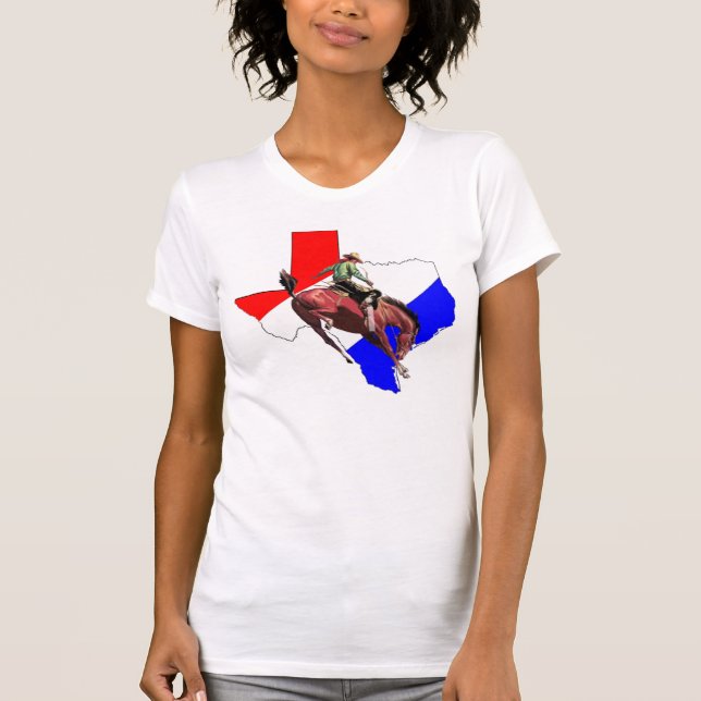 CAMISETA CABALLO BUCKING CON EL MAPA DE TEJAS (Anverso)
