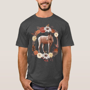 Camiseta Caballo, caída, otoño deja flores, caballo lindo