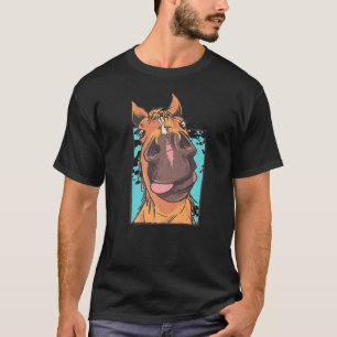 Camiseta Caballo Cara Lengua Tonga Silhouette Riendo Caball