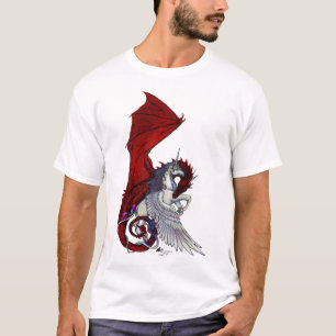 Camiseta Caballo carmesí del unicornio de la fantasía de