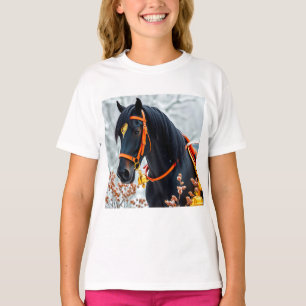 Camiseta Caballo castaño negro elegante