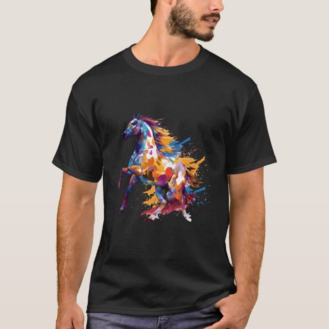 Camiseta Caballo Cheval Canadien Salpicadura Colorida (Anverso)