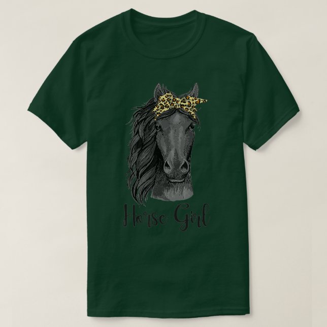 Camiseta Caballo Chica Bandana Leopard Caballo montado a ca (Diseño del anverso)