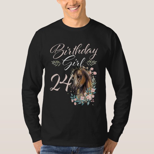 Camiseta Caballo Chica de cumpleaños número 24 (Anverso)