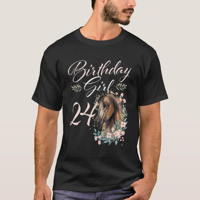 Camiseta Caballo Chica de cumpleaños número 24 (Anverso)