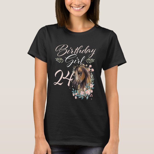 Camiseta Caballo Chica de cumpleaños número 24 (Anverso)