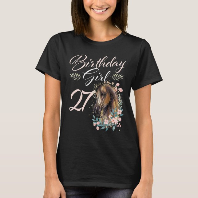 Camiseta Caballo Chica de cumpleaños número 27 (Anverso)