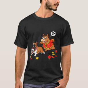 Camiseta Caballo Chino Boxer Perro Divertido Niño Hombres M