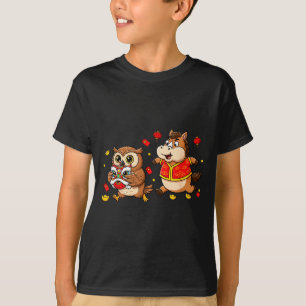 Camiseta Caballo Chino Búho Divertido Niños Hombres Mujeres