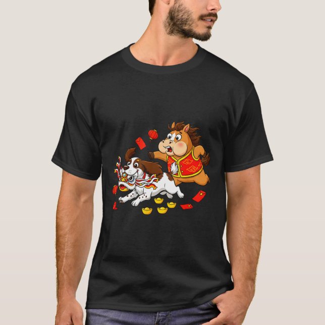 Camiseta Caballo Chino Springer Spaniel Inglés Divertido Fe (Anverso)