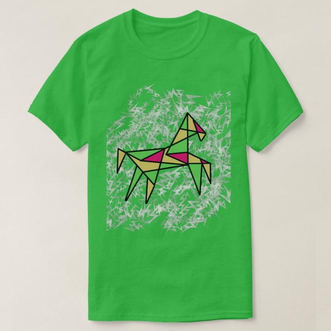 Camiseta Caballo colorido de origami (Diseño del anverso)