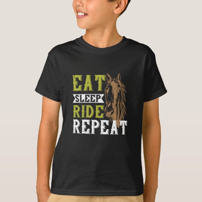 Camiseta Caballo - Comer Dormir Montar Repetir (Anverso)