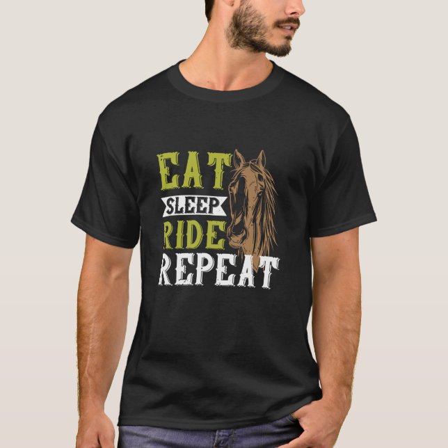 Camiseta Caballo - Comer el viaje de sueño de repetición (Anverso)