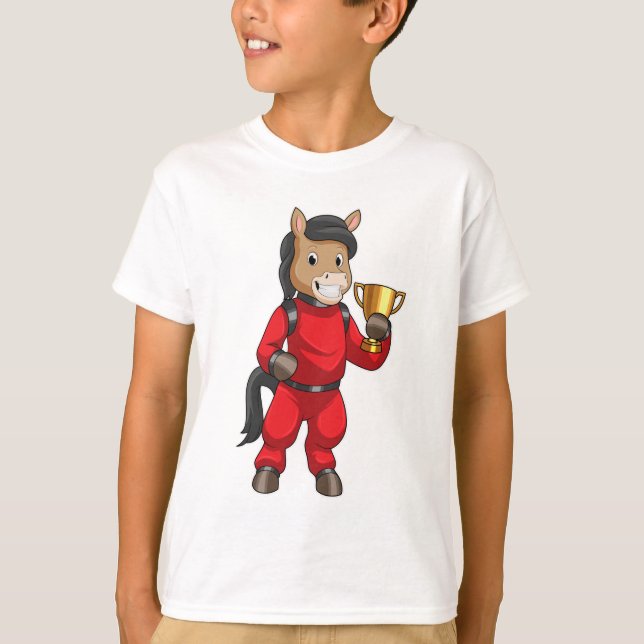 Camiseta Caballo como campeón con trofeo (Anverso)