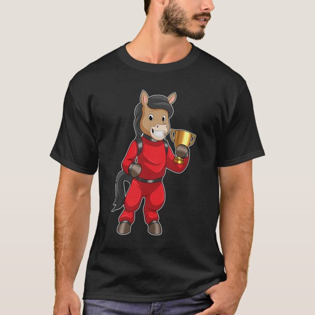 Camiseta Caballo como campeón con trofeo (Anverso)