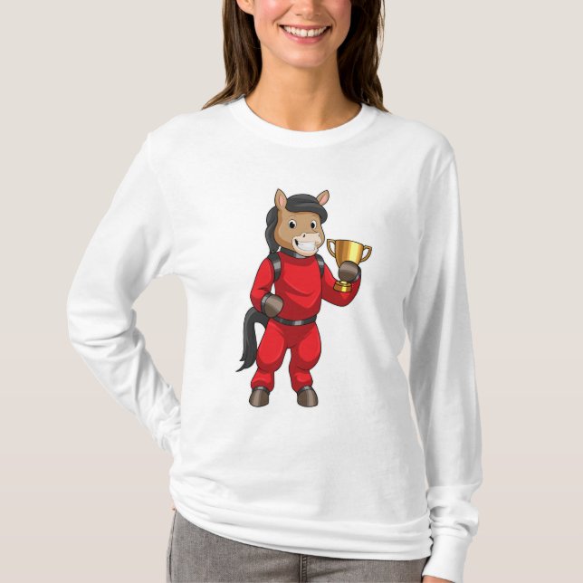 Camiseta Caballo como Campeón con Trofeo (Anverso)