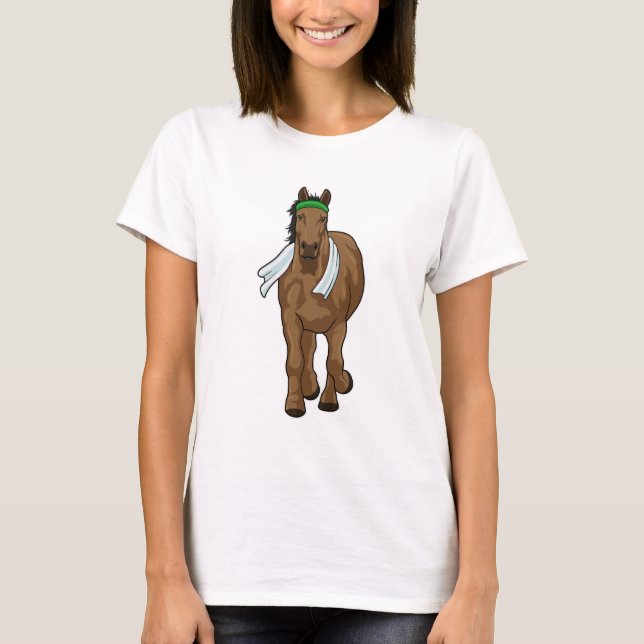 Camiseta Caballo como corredora con toalla (Anverso)