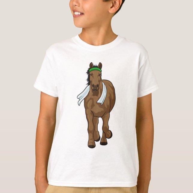Camiseta Caballo como corredora con toalla (Anverso)