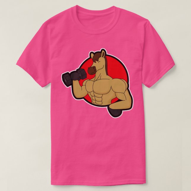 Camiseta Caballo como culturista con dumbbell (Diseño del anverso)