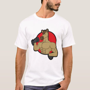 Camiseta Caballo como culturista con dumbbell
