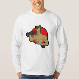Camiseta Caballo como culturista con dumbbell