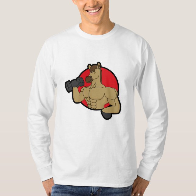 Camiseta Caballo como culturista con dumbbell (Anverso)
