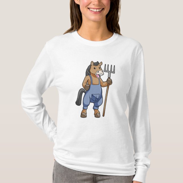 Camiseta Caballo como granjero con arroz (Anverso)