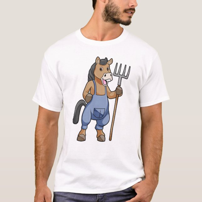 Camiseta Caballo como granjero con arroz (Anverso)