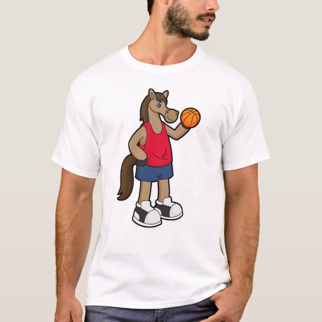Camiseta Caballo como jugador de baloncesto con baloncesto (Anverso)