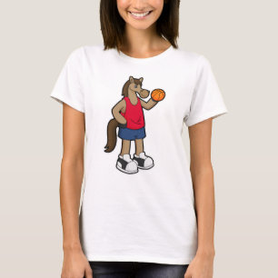 Camiseta Caballo como jugador de baloncesto con baloncesto